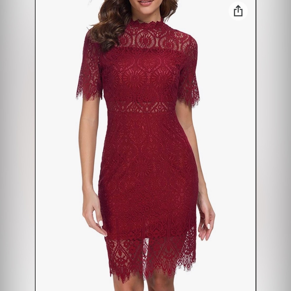 Lace Cocktail Party Dress by Zalalus - size 10 - Wine Red